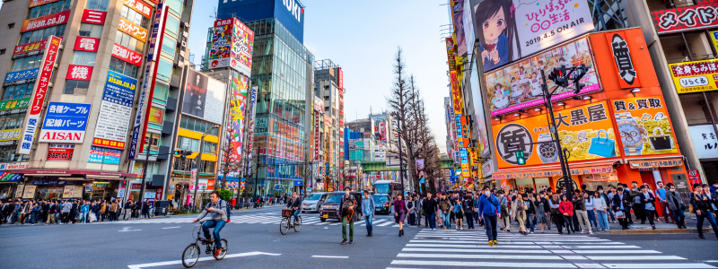 crowded streets and street advertising